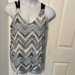 Maurices Chevron Tank Top in Cream, Black, and Blue